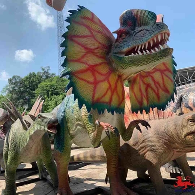 comprare Attrezzatura del parco a tema Statua di dinosauro Animatronic realistico modello Dilophosaurus online manufacture
