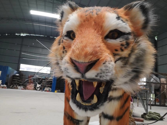 Modello di tigre animatronica a colori realistici, resistente agli agenti atmosferici, età adulta