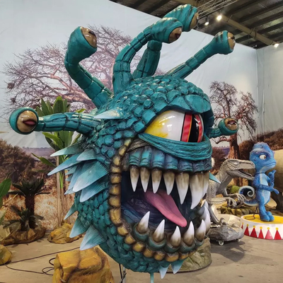 Scultura di beholder di simulazione di draghi animatronic realistici fatti a mano con movimenti