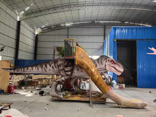 comprare Il dinosauro della vetroresina fa scorrere l'attrezzatura di T Rex Slider With Stair Playground online manufacture