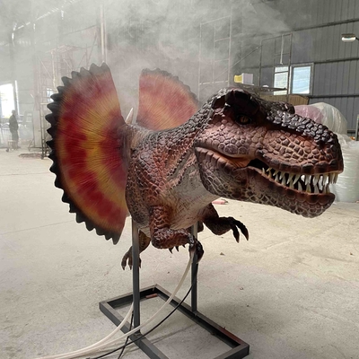 Dinosauro Dilophosaurus testa con effetto fumo