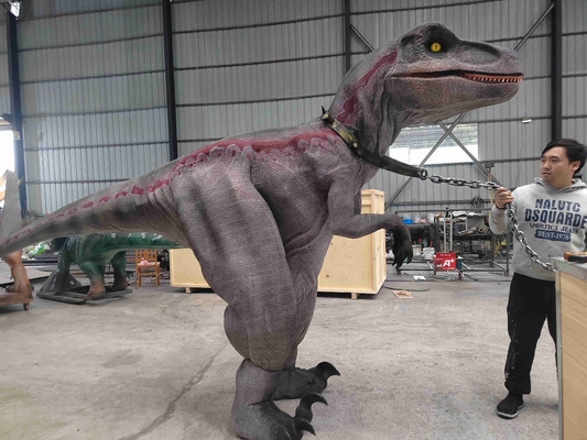 comprare Costume di raptor a strisce rosse a grandezza naturale Effetti del fumo online manufacture