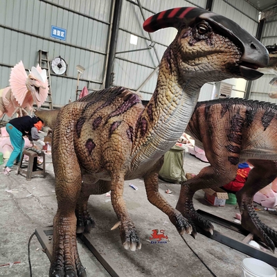 4M Long Lifelike Animatronic che rugge Parasaurolophus con la bocca lampeggio di occhio ed aperto