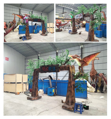 Tribù del dinosauro della porta dell'albero per il parco a tema con la luce di Rgb